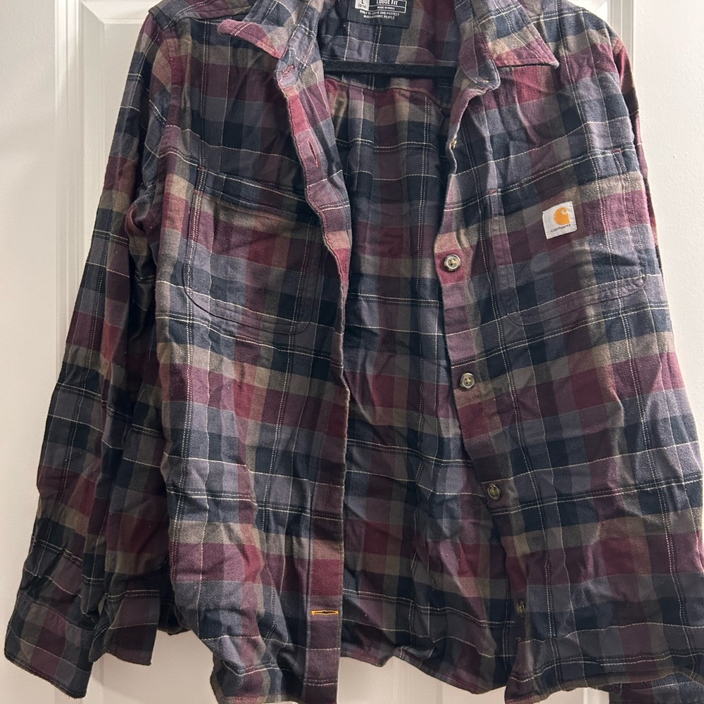 Carhartt women’s Plaid Shirt Jacket - Red, Gray, and Tan